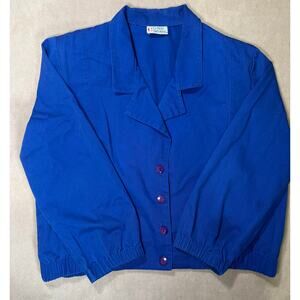 Vintage Jacket Women’s Cristin Stevens Blue Button Up Size M Long Sleeve 80s